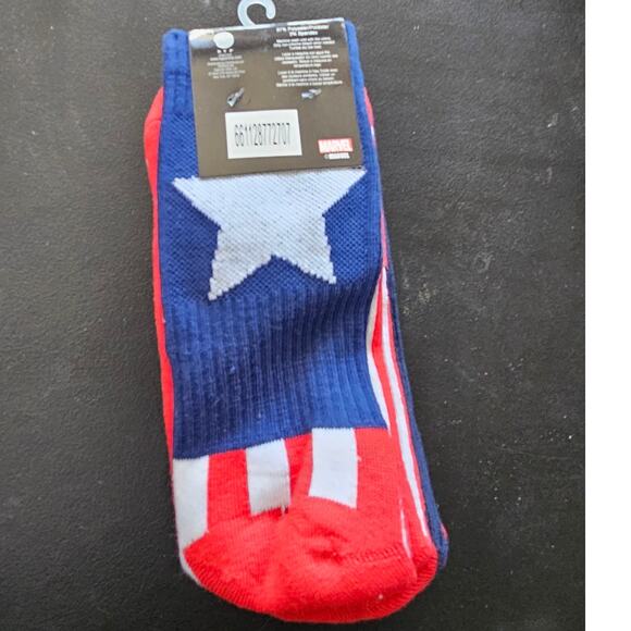 Marvel Captain America Athletic Socks 2 Pair, New with Tags (NWT) Sz 6-12 - Picture 3 of 5
